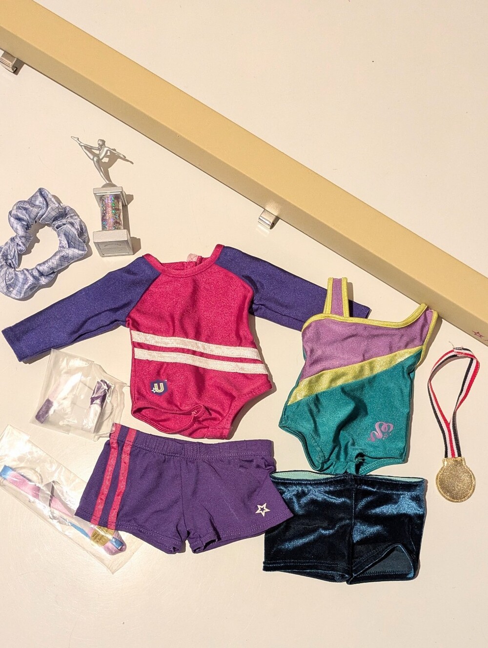 American Girl 10 Piece Gymnastics Set with Balance Bar, Trophy, McKenna Items +